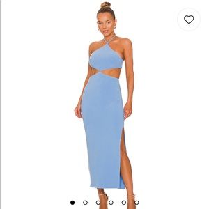BEC + BRIDGE IRIS HALTER MIDI DRESS MALIBU BLUE (worn once)